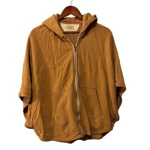 Wilfred Free Aritzia Ochre Brown Zip Up Poncho Hoodie Batwing Sleeve Small